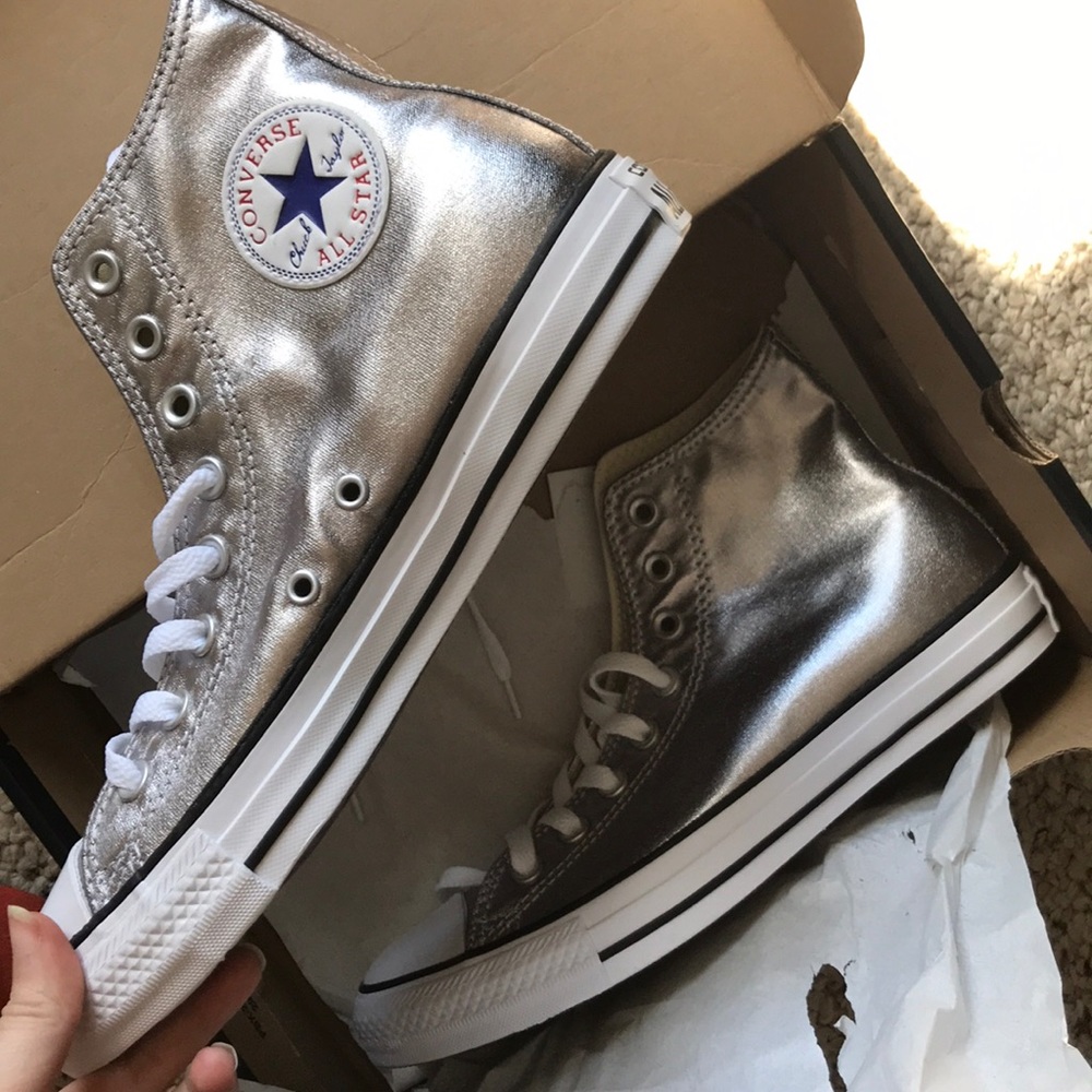 Converse All Star High Tops Metallic Silver